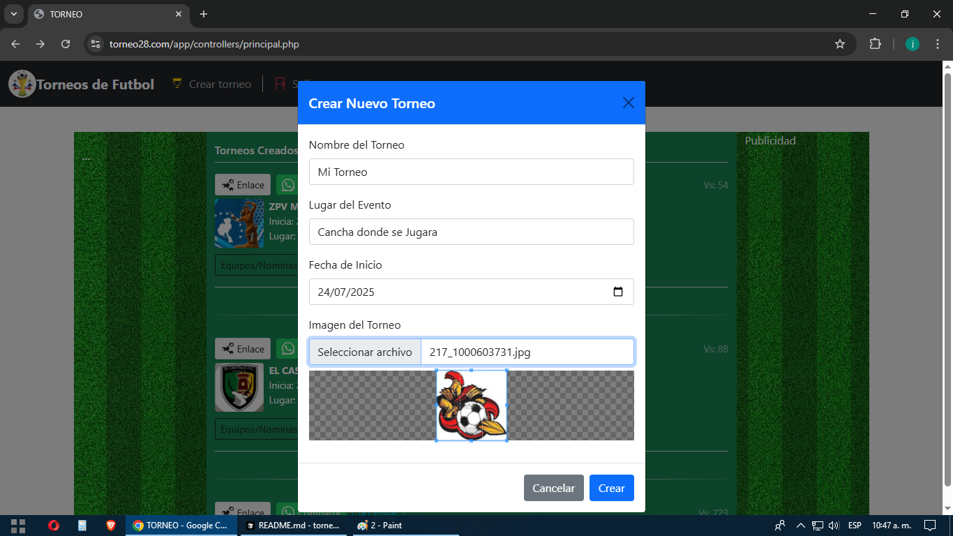 Crear torneo