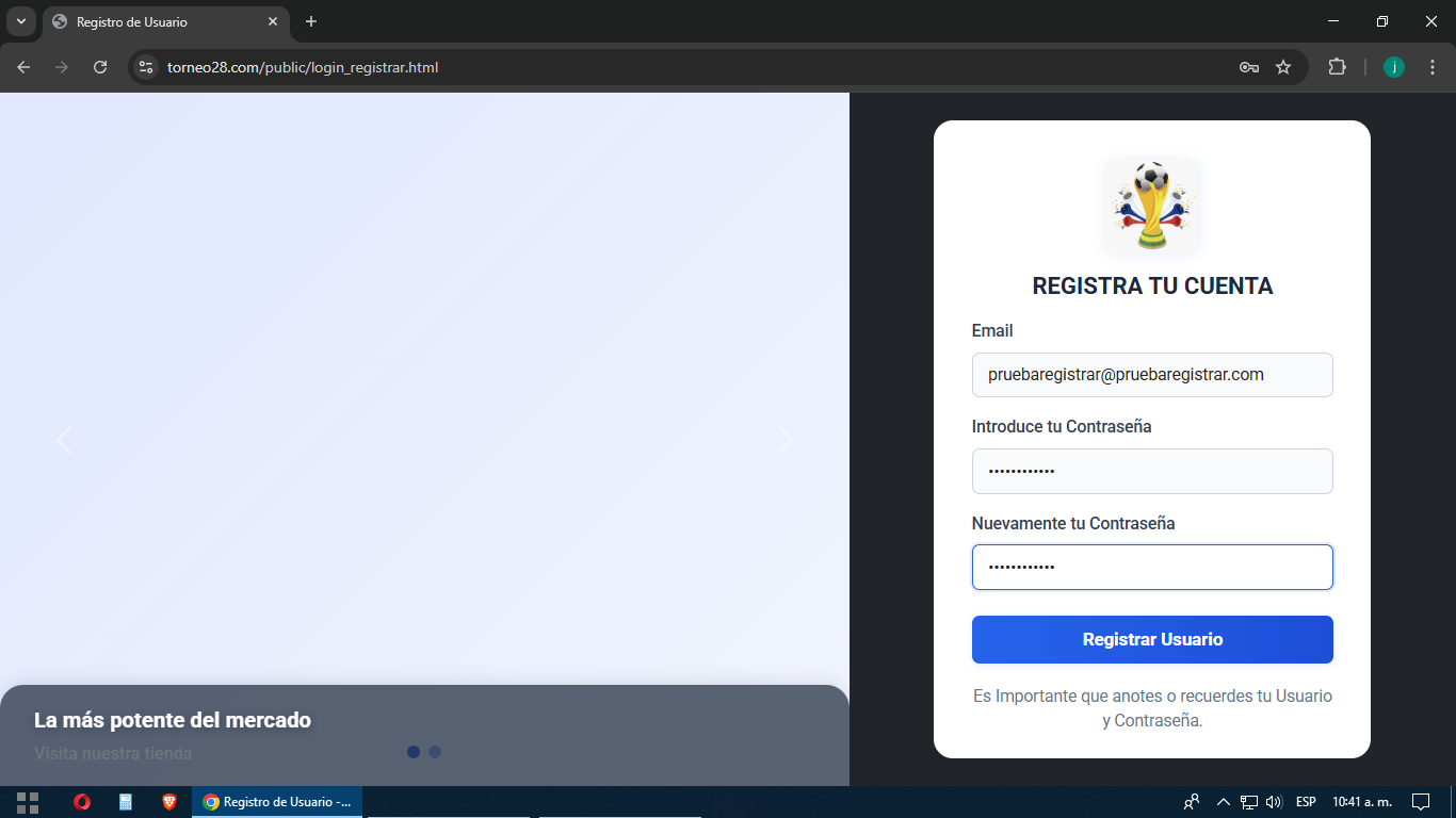 Registro de usuario